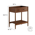 Modway Zaire 30" Bathroom Vanity Cabinet - Walnut-Compact Drawer