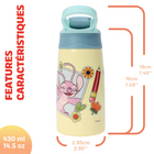 Danawares Disney Stitch Double Wall Stainless Steel with Silicone Spout - 430 ml-This 430 ml bottle features a double-wall design to keep drinks cooler for longer