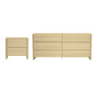Manhattan Comfort Linda Modern 2-Piece Dresser and Nightstand Set - Natural Oak-Modern 2-Piece Double Dresser and Nightstand for Bedroom and Living Room Use