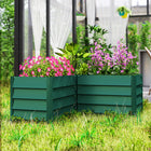 Outsunny L-Shaped Galvanized Steel Planter Box - 45" L x 45" W x 17" H - Green-Retains soil heat for optimal root development 