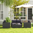 Outsunny 4-Piece Patio Furniture Set - Grey-Zippered cushions filled with 4" padded filling foam for optimal comfort and relaxation