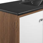 Modway Transmit 48" Single Sink Bathroom Vanity - Walnut/Black-Ceramic Sink Basin