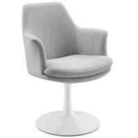 Modway Lippa Swivel Dining Upholstered Armchair - White Light Grey-Textured Woven Healthered Fabric