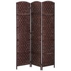 HOMCOM 3 Panels Hand-Woven Freestanding Room Divider for Home Office - Brown-Great for creating a personal space or dividing up large rooms
