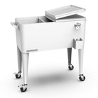 Permasteel 80 qt Retro Rolling Patio Cooler with Divider - White-Extended cooling power keeps drinks chilled for up to 36 hours