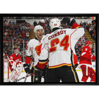 Jarome Iginla and Craig Conroy Flames Celebration - Framed Canvas - 31" x 22"-Premium canvas print with gallery-wrapped edges