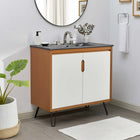 Modway Energize 36" Bathroom Vanity - Cherry/White/Black-Metal Hairpin Legs