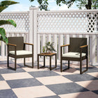 Outsunny 3-Pieces Wicker Patio Furniture Set - White-Steel frame wrapped in UV-resistant PE wicker boosts durability 
