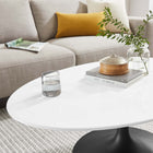 Modway Lippa 42" Oval Wood Coffee Table - Black White-Non-Marking Felt Pad