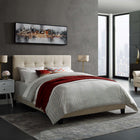 Modway Amira Upholstered Fabric Queen Bed - Beige-Non-Marking Foot Caps