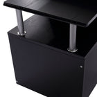 HOMCOM 59.75" Computer Desk with Monitor Stand and Keyboard Tray - Black-Simple and stylish design well fits any home, office or dorm use