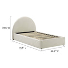 Modway Resort Performance Velvet Arched Round Twin Platform Bed - Alabaster-Weight Capacity: 800 lb
