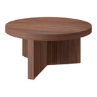 Hudson&Canal Holm 32"W Round Coffee Table - Satin Walnut-Tabletop features a weight capacity of 50 lbs