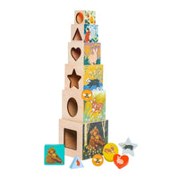 Manhattan Toy Enchanted Forest 12-Piece Wooden Stacking Set-Coloured acrylic panel