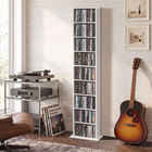 HOMCOM 9-Tier Slim DVD Media Storage Cabinet with Adjustable Shelves - White-Adjustable shelves accommodate up to 147 DVDs or 189 Blu-rays 