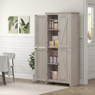 HOMCOM 72" H Freestanding Kitchen Pantry and Buffet Cabinet - Grey-Easy to grab metal handles for simple opening and closing 