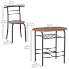 HOMCOM 31.5" 3-Piece Dining Set with Storage Shelf - Natural-With a storage shelf under the tabletop for easy storing