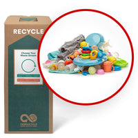 TerraCycle Baby Gear - Zero Waste Box - Large-Recycle any brand of empty, non-electronic baby care items, including, small or collapsable baby gear (e.g., play tables, play chairs, changing tables, diaper pails, security gates, booster seats, training potties, baby stools, baby steps, toy organizers, bouncers, jumpers, mobiles and swings), feeding bottles, pacifiers & teethers, play mats, bottles, bottle caps and collars, sippy cups, plastic dishware and utensils, non-electric breast pumps, pacifiers, small