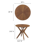 Modway Crossroads 24" Round Wood Side Table - Walnut-Rubberwood and MDF