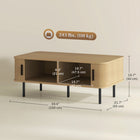 HOMCOM Coffee Table with Storage and Sliding Doors - Oak-Four legs with protective foot pads and extra middle legs with adjustable foot pads