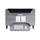 Rocelco 32" Sit-To-Stand Adjustable Height Desk Riser with Easy-Lift Handles - Grey-Keyboard tray extends and retracts while keeping a 4.5" spacing between keyboard tray and desktop which helps keep arms and wrists in an ergonomic position to prevent neck and back strain while sitting or standing