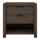 Hudson&Canal Clarice Rectangular Nightstand - 24" W - Brown Oak-Features 2 smooth-glide drawers and open cubby storage space