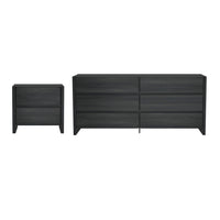 Manhattan Comfort Linda Modern 2-Piece Dresser and Nightstand Set - Charcoal Grey-Modern 2-Piece Double Dresser and Nightstand for Bedroom and Living Room Use