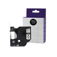 Premium Tape Dymo 45010 Alternative Labelling Maker Tape - 12 mm 1/2" W x 23' L - Black/Clear-Color: Black/Clear
