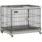 PawHut Dog Crate on Wheels - 24" - Metal-Four 360° wheels for effortless moving, two lock for firm placement
