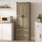 HOMCOM 67" H Tall Kitchen Pantry Cabinet with Adjustable Shelves - Coffee Brown-Magnetic doors ensure secure closure 
