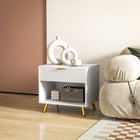 HOMCOM Nightstand with Fluted Panel - White-Assembly required