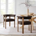 Modway Imogen Performance Velvet Barrel Dining Chairs - Chocolate Brown/Deep Brown - 2 Pack-Foam Padding on Seats and Backrest