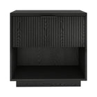 Hudson&Canal Karten 24" Nightstand - Black Grain-Features a smooth-glide drawer and open cubby storage space