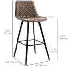 HOMCOM 27.25" Counter Height Kitchen Bar Stools - Brown - 2 Pack-PU leather padded seat can withstand years of use
