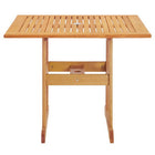 Modway Hatteras 36" Square Outdoor Patio Eucalyptus Wood Dining Table - Natural-Slatted Wood Top