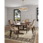 Manhattan Comfort Fifth Avenue 18.5" Traditional Faux Leather and Velvet Upholstered Dining Chair - Tan - Set of 4-Frame Made of Solid Beech Wood with Rich Walnut Finish
