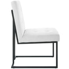 Modway Privy Black Stainless Steel Upholstered Fabric Dining Chair - Black/White-Matte Black Stainless Steel Base