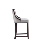 Manhattan Comfort Fifth Avenue 19" Traditional Faux Leather Upholstered Counter Stool - Light Grey - 2 Pack-Seat Height: 26"
