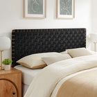 Modway Sparta Weave Vegan Leather Queen Headboard - Walnut Black-Wood Frame