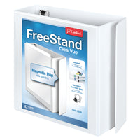 Cardinal 3" White Freestand Binder with Slant-D Rings-Magnetic flap closures connect when closed to keep binder in a secure standing position