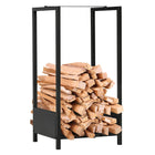 Outsunny Firewood Rack Outdoor Log Holder - Black-Keeps wood clean, dry, off the ground, and mess-free