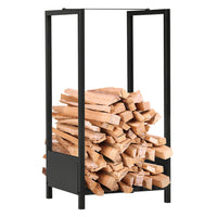 Outsunny Firewood Rack Outdoor Log Holder - Black-Keeps wood clean, dry, off the ground, and mess-free