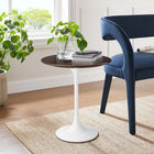 Modway Lippa 20" Round Wood Side Table - White Cherry Walnut-Chip-Resistant Metal Pedestal Base