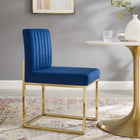 Modway Carriage Channel Tufted Sled Base Performance Velvet Dining Chair - Gold/Navy-Performance Velvet Polyester Upholstery