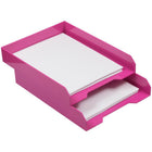 JAM Paper Stackable Paper Organizer Tray - Pink-Letter Size Tray: 9.75 Inches Wide x 12.5 Inches Long x 2 Inches Tall