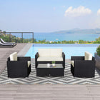Outsunny 4-Piece Patio Furniture Set - White/Black-Cushion covers made of water resistant polyester cloth for easy cleaning