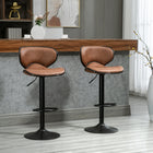 HOMCOM Adjustable Height Vintage Leathaire Bar Stools - Brown - 2 Pack-Seat height is adjustable
