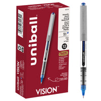 uni-ball Vision Rollerball Pens – 0.7mm – Blue – 12 Pack  -Rollerball Pens