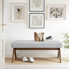 Modway Lyra 47" Fabric Upholstered Bench - Light Grey-Rubberwood Legs