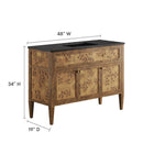 Modway Elysian 48" Wood Single Sink Bathroom Vanity - Black/Brown-Ceramic Single Sink Basin